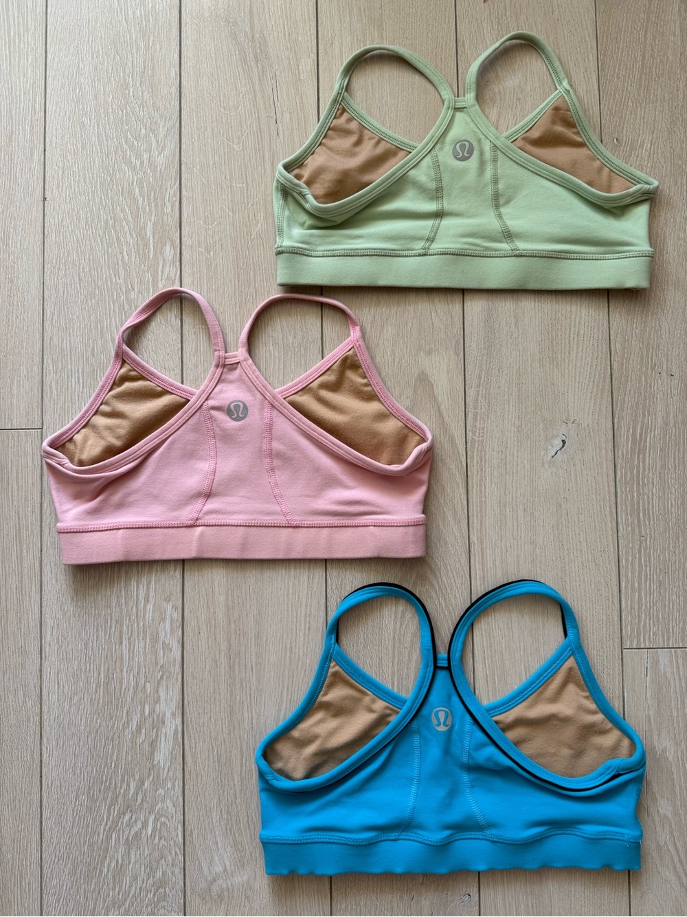 Set of 3 Lululemon Y2K Sports Bras in Green, Pink, & Blue Women’s Size 6